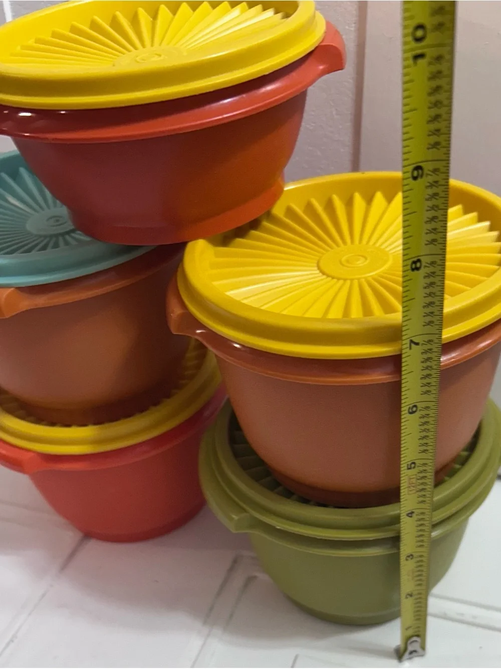10 pieces Vintage 1970 Tupperware food Storage Bowl Set- Multi-Color